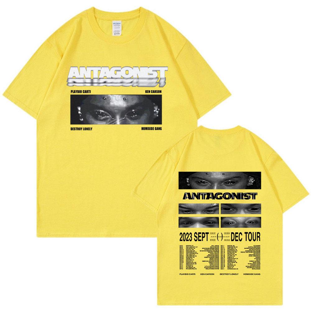 Rapper Playboi Carti Antagonist Tour T-shirt 2023 Concert Fans T Shirt Men's Fashion Hip Hop Short Sleeve Oversized T-shirts