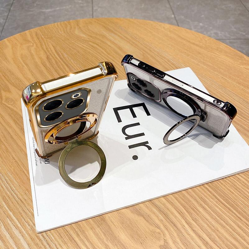 Plating Shockproof Stand Ring Mirror Phone Case For Infinix Hot 40 Pro 30 30i 40i 50i 10S NFC 10 Lite 9 Play Glitter Soft Cover