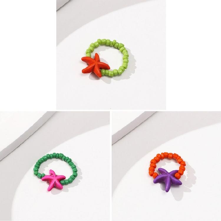 Rainbow Rice Bead Rings Handmade  Bead Stackable Rings Boho Jewelry Gift