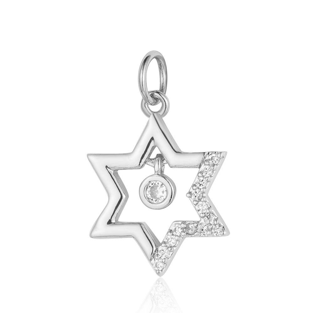 

Cubic Zirconia Crystal Jewish Hexagram Star Of David Pendant For Necklace Makings CZ Stones Cross DIY Jewelry Findings Gift