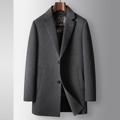 Men's Woolen Coat Autumn and Winter Medium and Long Suit Collar Youth Business Take-off Down Liner Warm Jacket