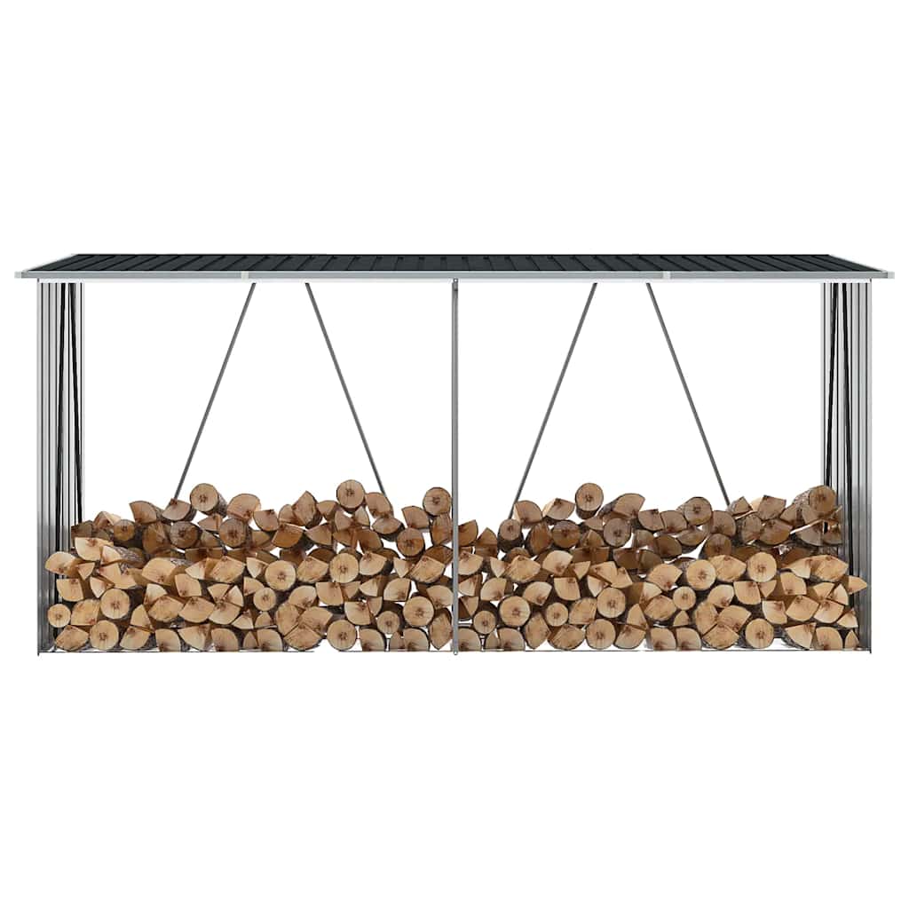 vidaXL Brennholzlager Verzinkter Stahl 330x84x152 cm Anthrazit