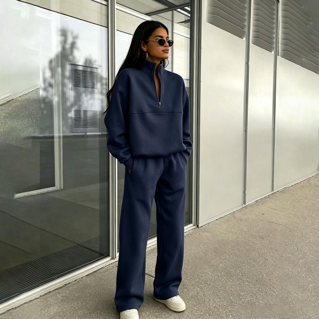 Women's Fashion Casual Color Two Piece Sweatshirt and Pants Set for Everyday Wear