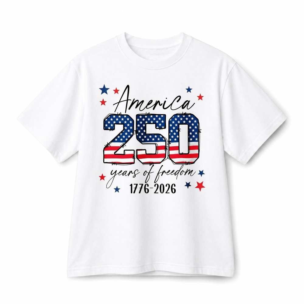 Star America 250 Years Of Freedom 1776-2026 Patriotic Cotton T-Shirt Unisex M