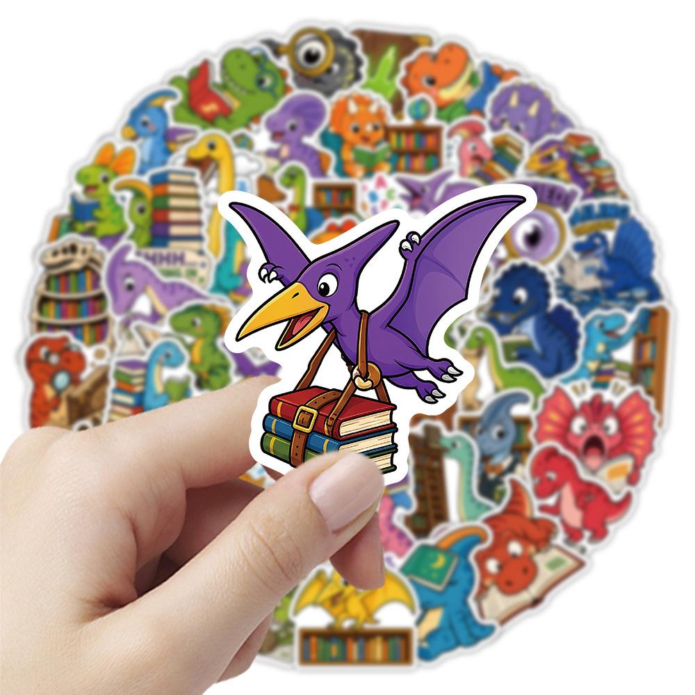10/30/50pcs Cute Funny Dinosaur Reading Stickers Kawaii Animal Cartoon Decals DIY Scrapbook Phone Case Luggage Sticker
