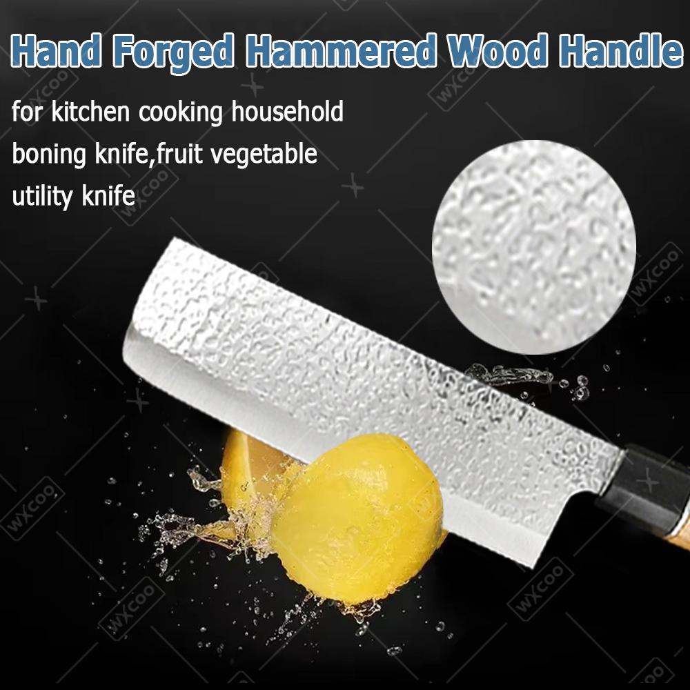 WXCOO Japanese Kitchen Knife Bread Cutter Fruit Vegetable Utility Knife Stainless Steel Forged Boning Butcher Knife Accessories
