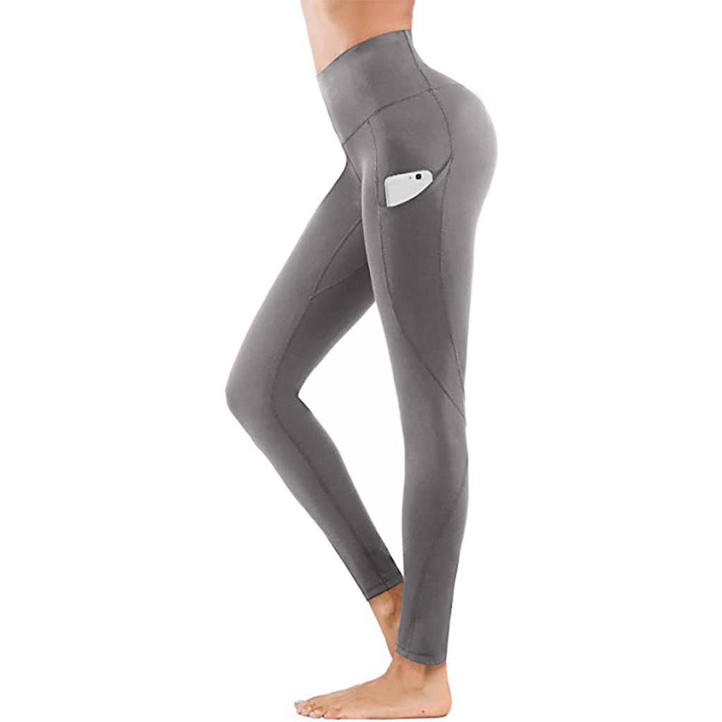 Yoga-Fitness-Leggings für Damen, Seitentaschen mit hoher Taille, enge Hosen für Outdoor-Sportarten für Damen