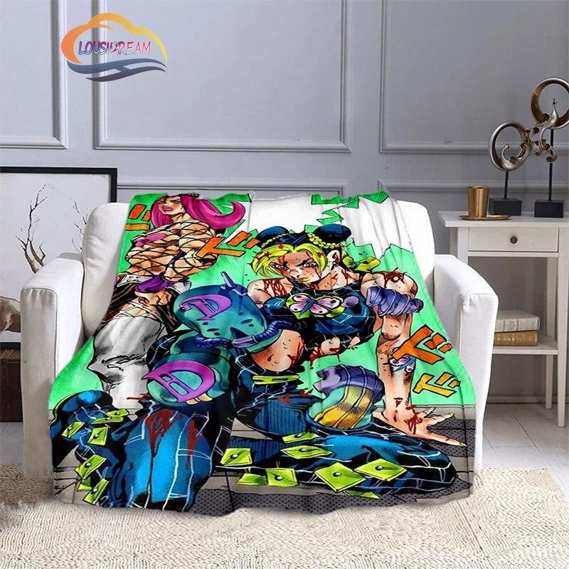 Karikatura JoJo's Bizarre Adventure Stone Ocean Deka Měkký fleece Throw Lehká All Seasons Teplá pro gaučovou přikrývku
