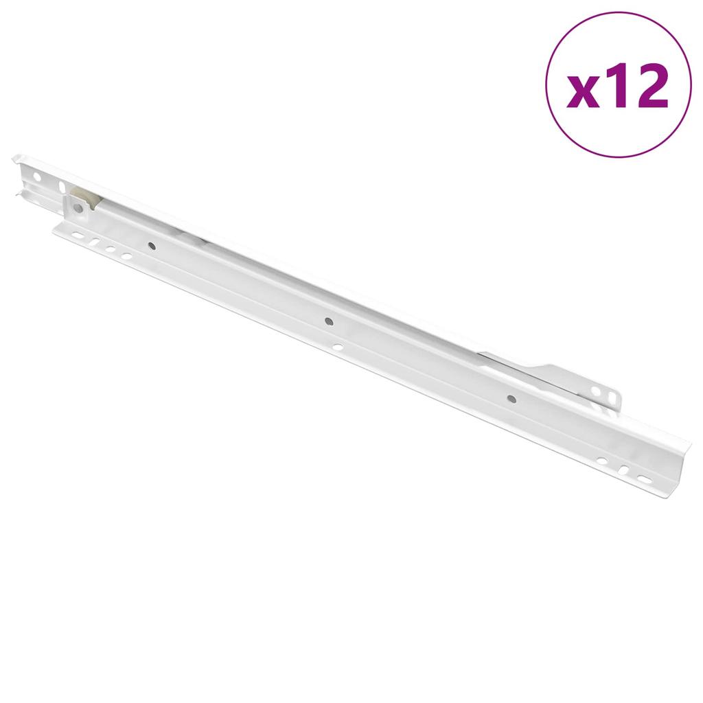 Drawer Slide Set 12 pcs White 350 mm Steel