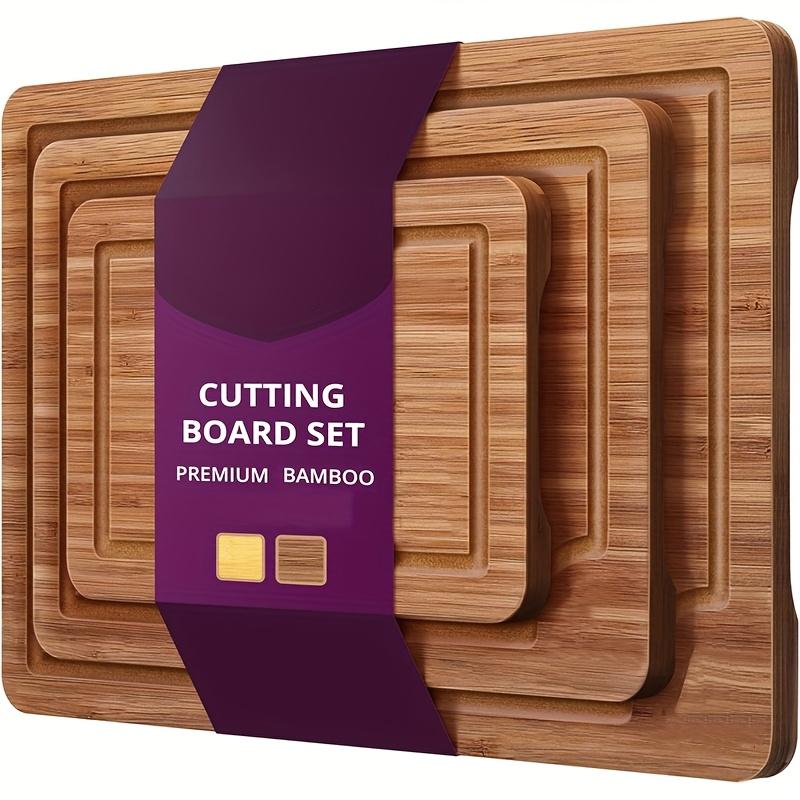 3pcs Bamboo Cutting Board Set Wooden Thick Multipurpose Chopping Boards for Meat Vegetables Fruits Ldeal for Christmas