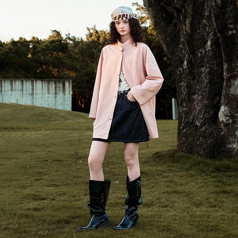 Chuyu Women's Mid-length Bamboo Texture Trench Coat