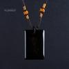 Hand Polished Stone Pendant Natural Crystal Necklace, Healing Energy Necklace with Adjustable Women Fake Jewelry Braided Rope, Gemstone for Men