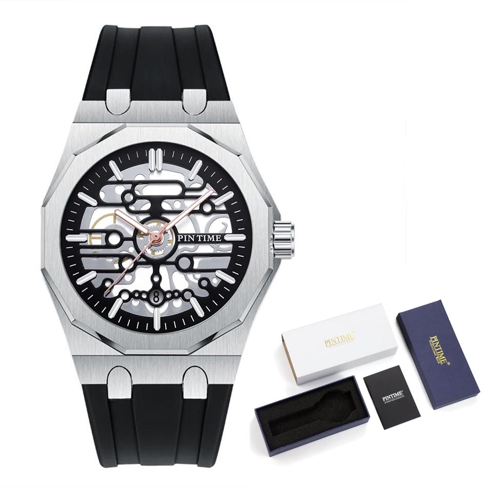 Fashionable Men's Mechanical Style Quartz Watch Casual Waterproof Watch Alloy Personalised Skeletonised Men Wristwatch Gift
