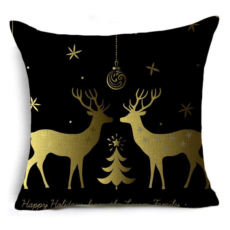 Creative Black and White Christmas Theme Pillowcase Holiday Gift Sofa Decorative Cushion Cover 40*40cm/45*45cm/50*50cm