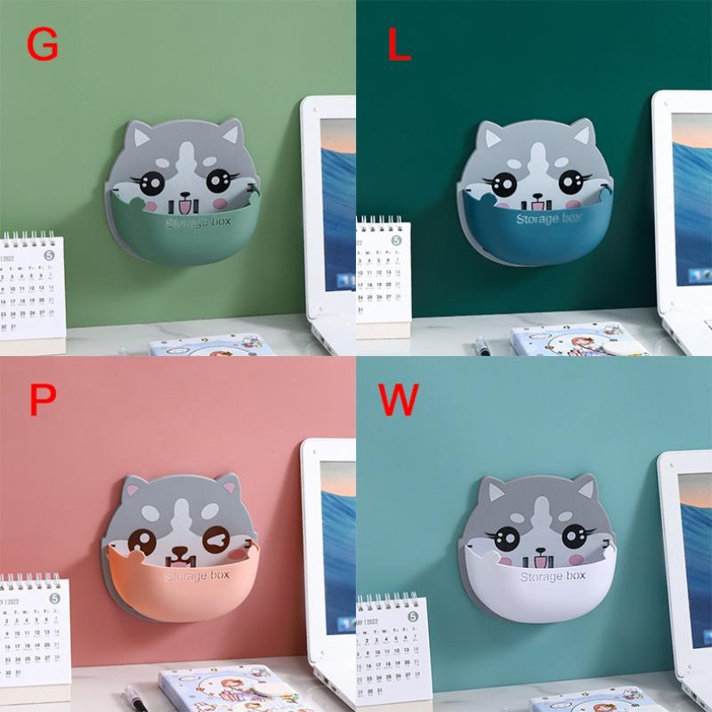 Wall-Mounted Cartoon Organizer Box Multi-functional Air Conditioner Remote Control Phone Rack Punch-free Storage Box Home Decor