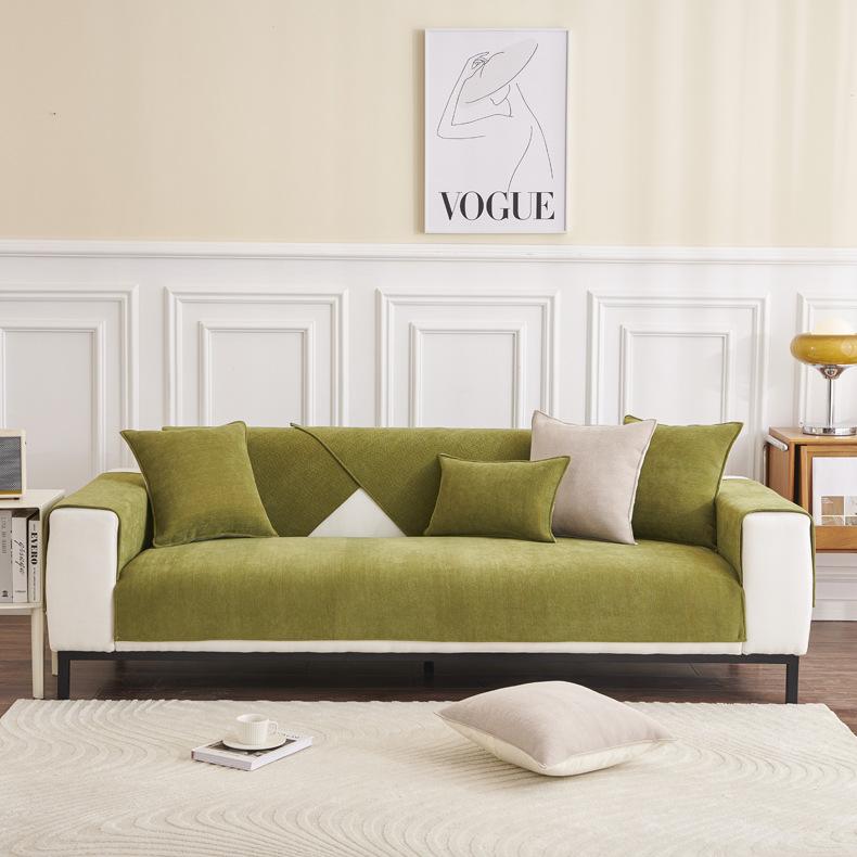 Herringbone Chenille Sofa Cushion, All-Season Non-Slip Cover Cloth Leather Sofa Cover  New Seat Cushion Backrest