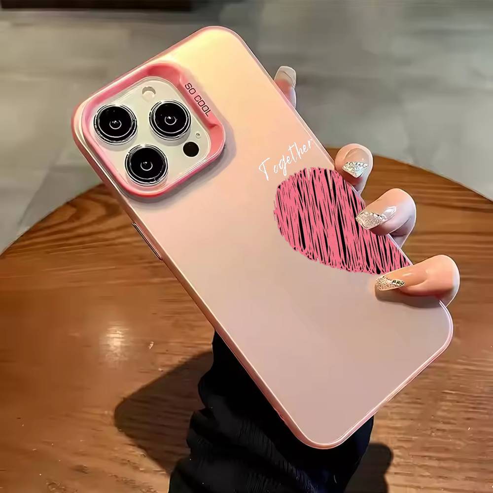 Red Love C-couple wallpaper Phone Case Color Silver Shell For IPhone 17 16 15 14 13 12 11 Pro Max Plus