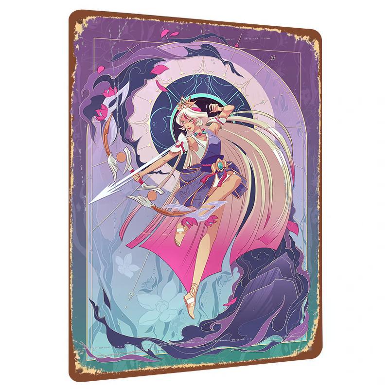 

Oriental Myth Goddess Themed Metal Tin Painting Home Decor Living Room Bedroom Wall Art Hanging 20x30cm（7.8x11.8inch）