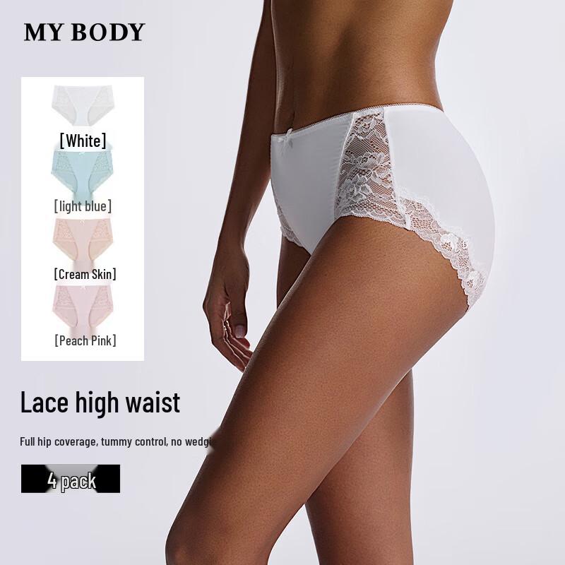 

Mybody Women s Lace Trim Panties 4-Pack XL