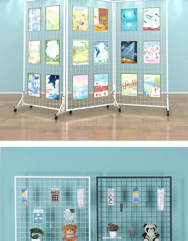Space Frame Iron Mesh Storage Rack with Hooks and Shelves for Kindergarten
