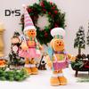 Christmas Gingerbread Doll Ornaments Extendable Leg Plush Doll with Scarf Stuffed Cooking Gingerbread Figure for Christmas Tree Fireplace Decor