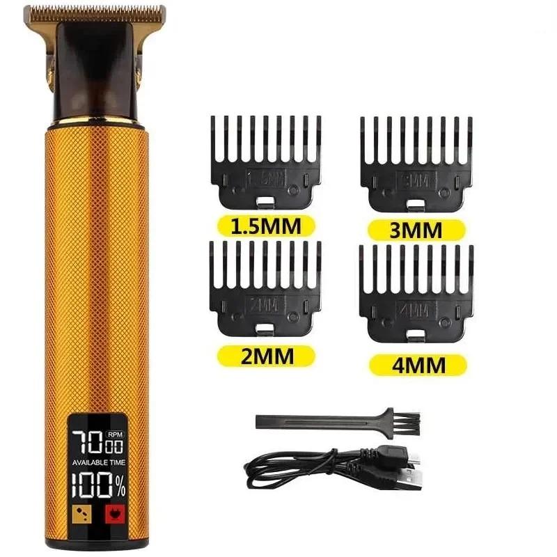 Profesionální stroj na stříhání vlasů T9 Bezdrátový elektrický zastřihovač vlasů Zastřihovač vlasů s digitálním displejem Muži Holič na vousy Holič pro muže