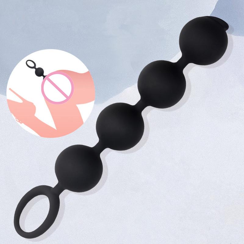 Silicone Big Anal Plug with 4 Beads for Men And Women Anus Masturbation Butt Plug Prostate Massage Adult Sex Toy for Flirt 18+