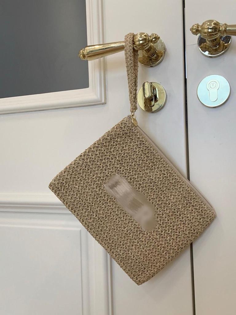 25th Anniversary Straw Woven Makeup Bag: Summer D Travel Clutch & Handbag