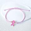 Paquete de 24 pulseras trenzadas de cinta ajustables, pulsera cómoda para la causa de concienciación sobre el cáncer de mama