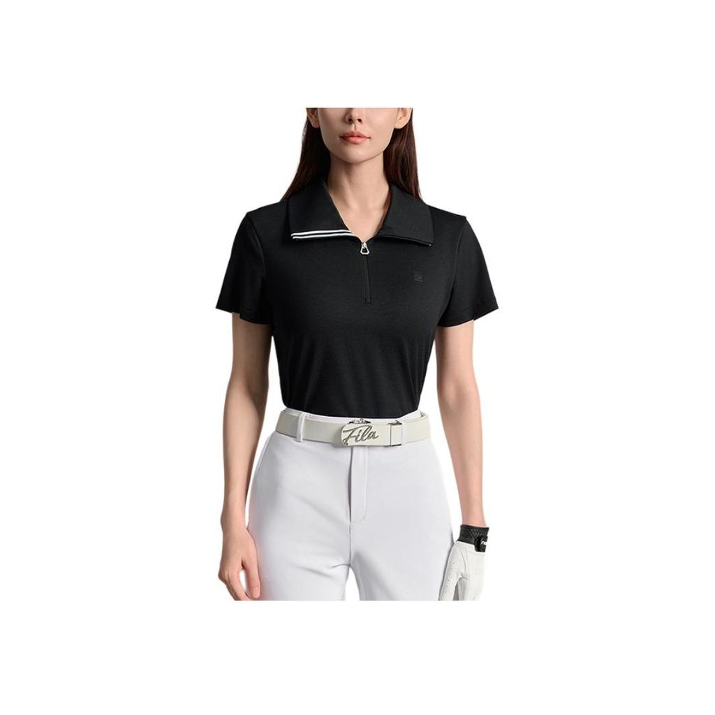 Fila Golf Series SS25 Solid Color Comfortable Simple Short Sleeve Polo Shirt Women Tops A11W535126FBK