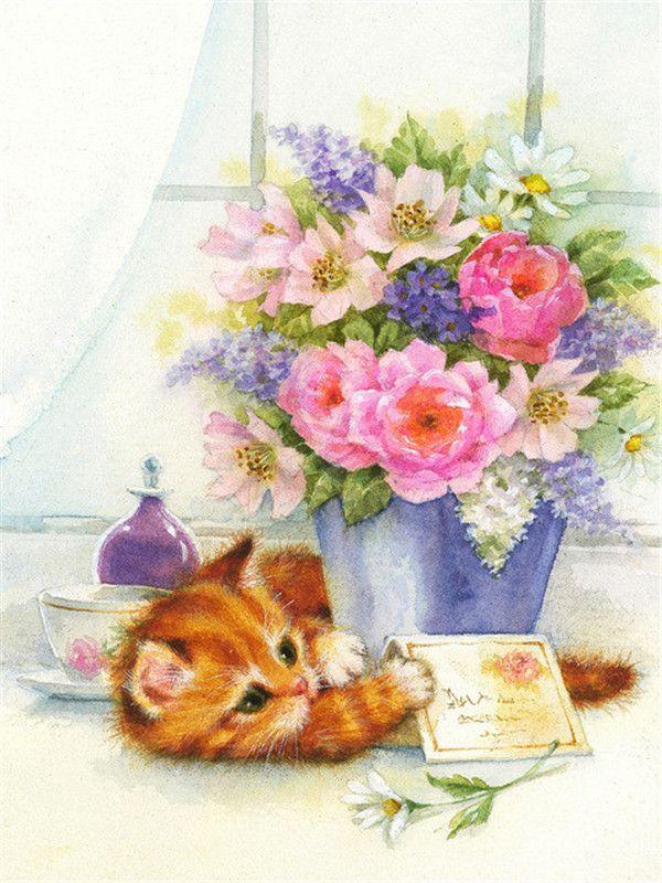 RUOPOTY Kočka malba podle čísel Nástěnná kresba na plátně Jedinečný dárek Obraz podle čísel Zvířecí dekorace do dětského pokoje