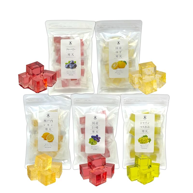 

K-Bright Carefully selected fruit 5 types Agar Assortment [ Domestic Kyoho/Shine Muscat/Domestic Yuzu/Setouchi Lemon/Blueberry ] material I was