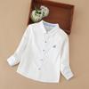 Boys Shirt White Cotton Long Sleeve Clothes for Toddler Boys Casual Top for Kids Aged 2-6 School Children