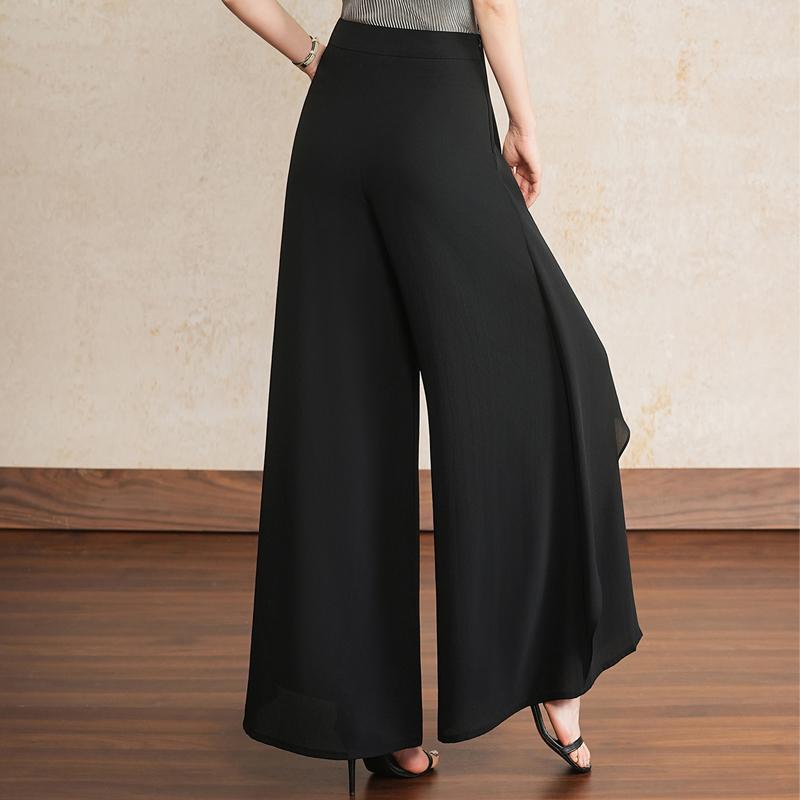Women's Linen Blend Overlay Wide Leg Pants – High Waist Flowy Palazzo Trousers (Size 27-33)
