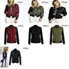 Stylish Womens Classic Padded Bomber Jacket Vintage Zip Biker Coat Long Sleeves