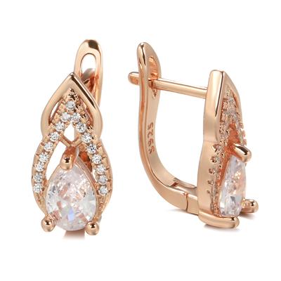 New  Rose Gold Fine Earrings Ethnic Bride Wedding Jewelry Luxury Natural Zircon Earrings For Women Fashion Jewelry