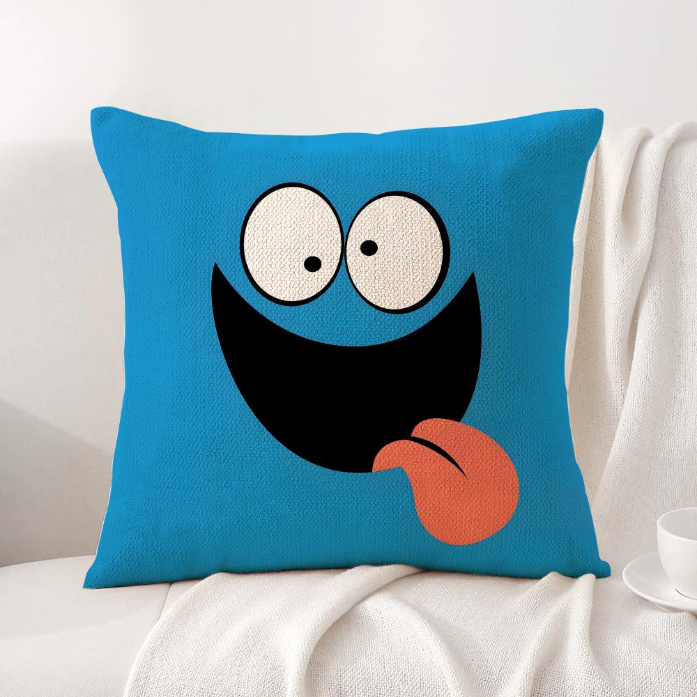 Funny Emoji Cushion Cover Summer Coolness Linen Fabric Double-Sided Printing Pillow Case Sofa Home Decor Gift