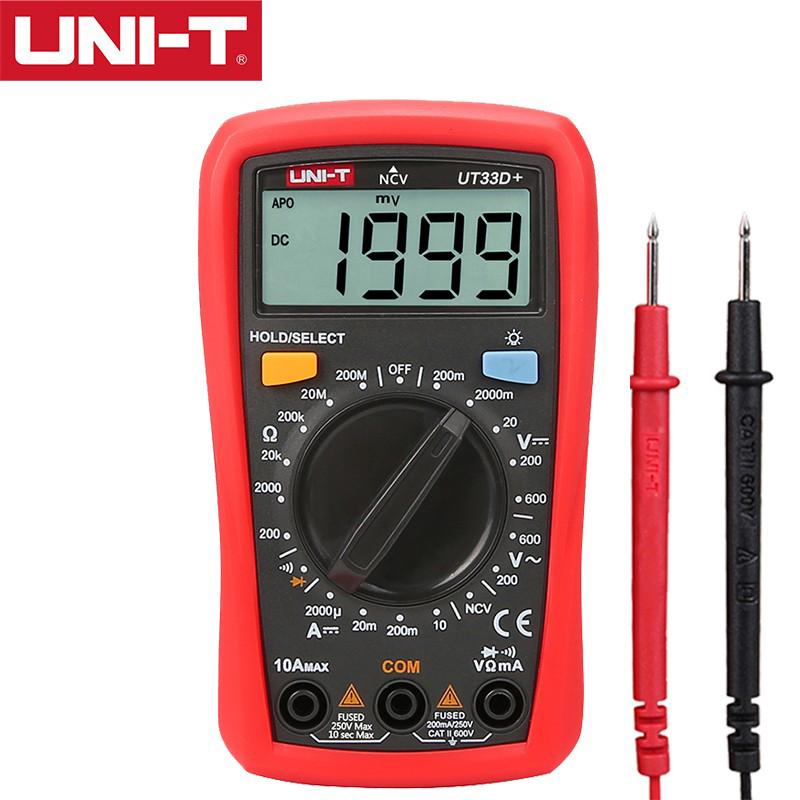 UNI-T  UT33A+ UT33B+ UT33C+ UT33D+ Palm Size Multimeter CAT II 600V LCD Display Test Lead Hanging Groove Ergonomic Design