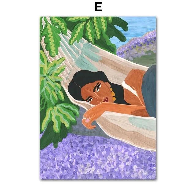Vintage Oil Painting Girl Portrait Tropical Flower Parrot Wall Art Canvas Posters And Prints Wall Pictures For Living Room Decor