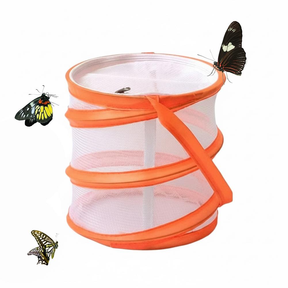 Foldable Insect Cage Butterfly Habitat Clear Mesh Enclosure Breathable Ventilated Insect Cage Net Cloth Hatch Cage For Outdoor