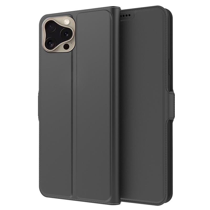 Für iPhone 16 Pro Hülle PU Leder Handyhülle Kartenfach Ständer Magnetverschluss