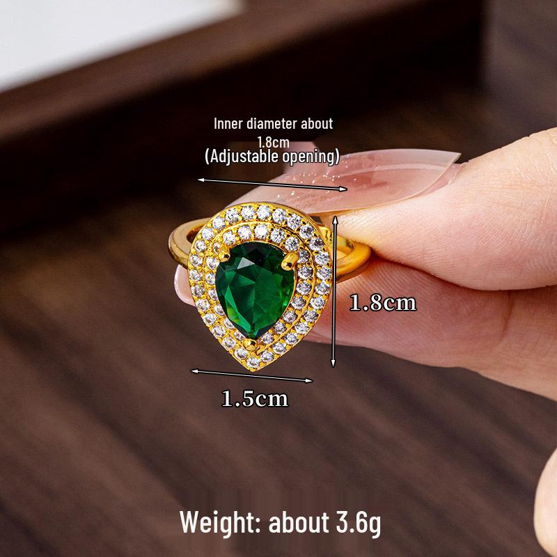 

Элегантный набор: кольцо-капля с цирконом и ожерелье из вьетнамского песочного золота - Стильные, прочные, не тускнеющие украшения для женщин