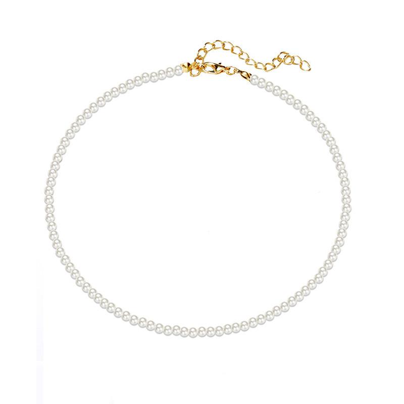 Fashion Imitation Pearl Single-Layer Necklace Women, Simple Neck Chain Collarbone Chain Jewelry
