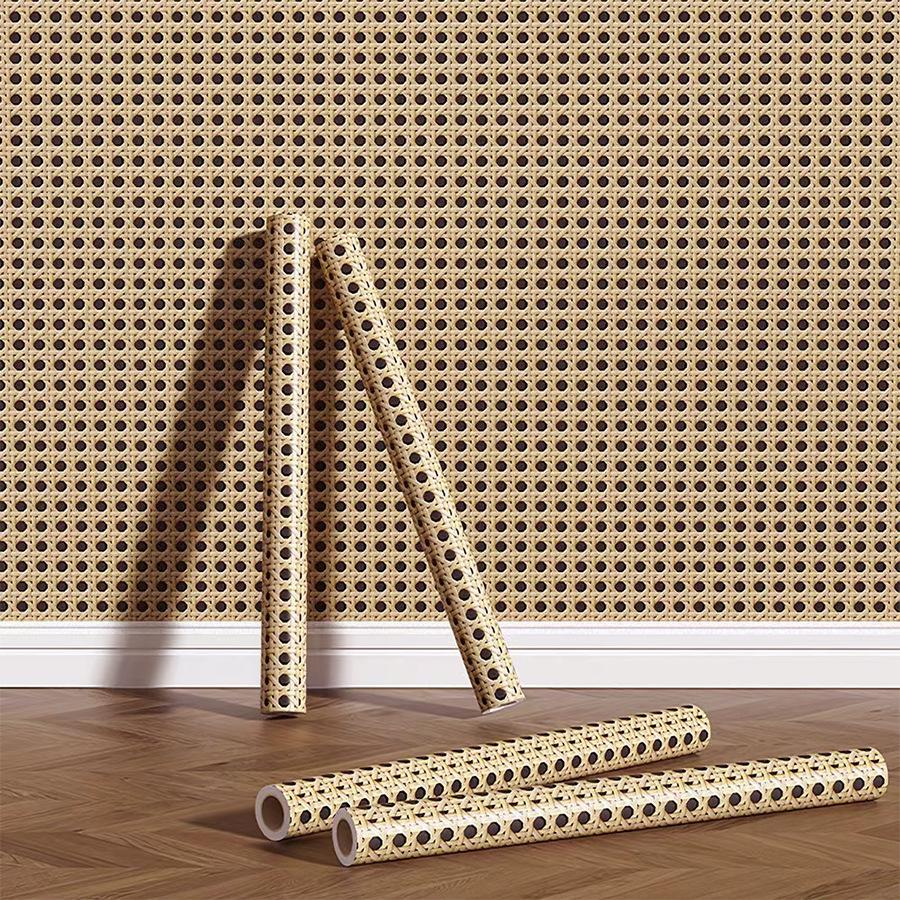 

3D Стільниковий Бамбуковий Плетений Самоклеючий ПВХ Шпалери
