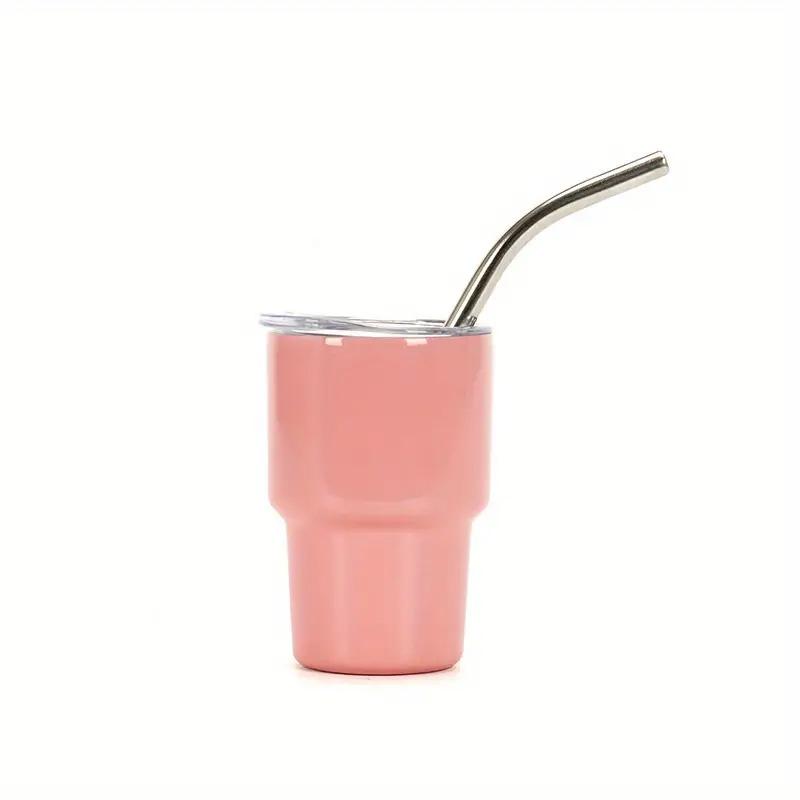 3oz Sublimation Tumble Whiskey Wine Glass Stainless Steel Vacuum Insulation Cup Car MIni Coffee Cup With Straw Party Gift