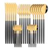 30pcs Gold Dinnerware Set Stainless Steel Cutlery Set Steak Knife Fork Coffee Spoon Flatware Cake Fork Teaspoon Silverware Western Kitchen Tableware