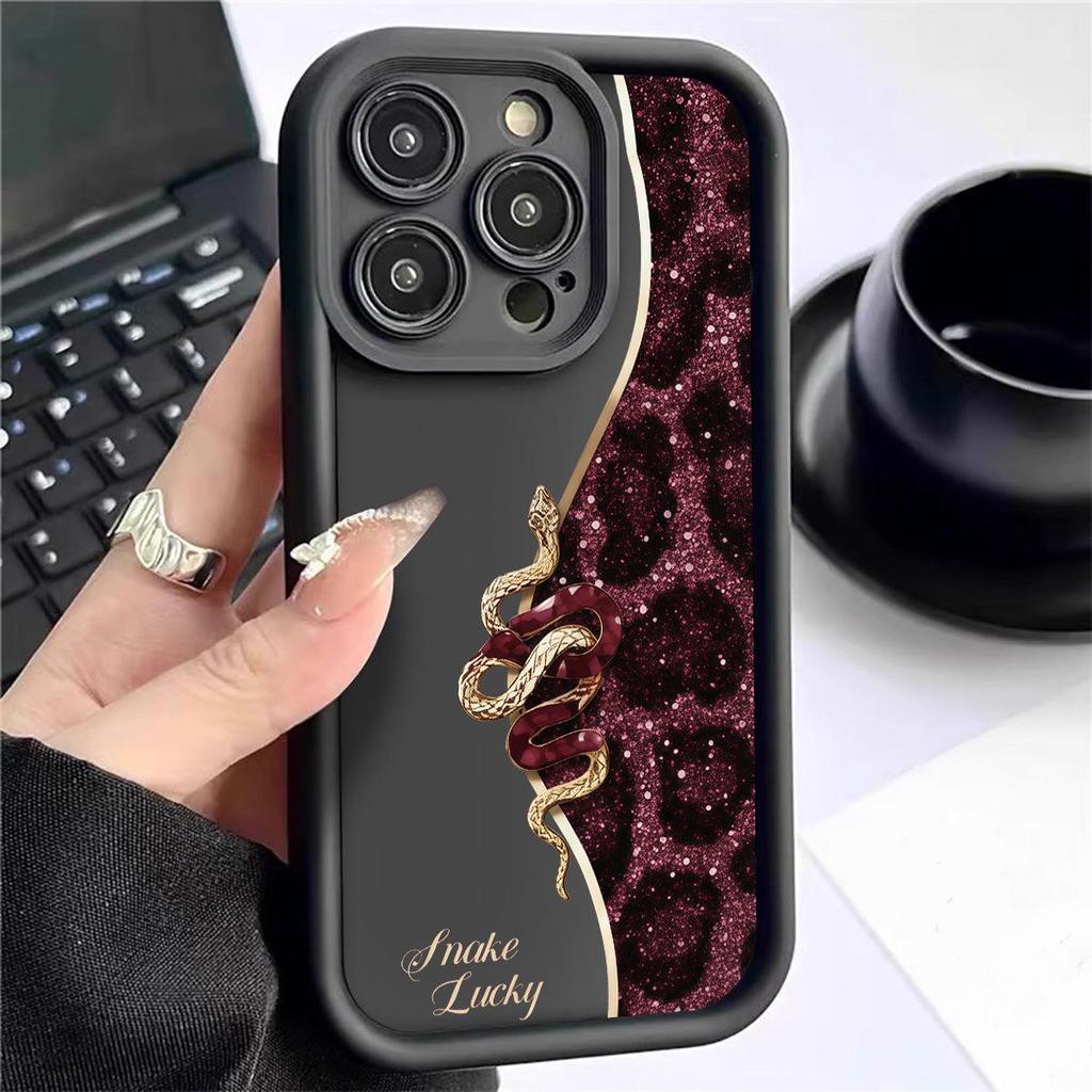 Black Snake Buckle Protective Phone Case for iPhone 14-17 Pro Max