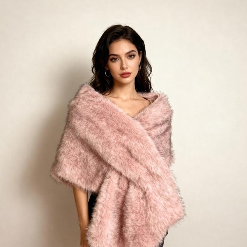 Soft Shawl Winter Scarf Warm Plush Shawl For Women Men Lightweight Polyester Cold Weather Accessory