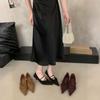 Damen Herbst Französische Wildleder Spitze Mary Pumps