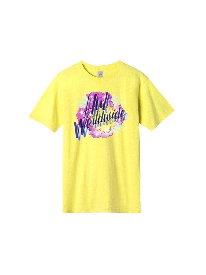 HUF S/S T-Shirt ALWAYS & FOREVER - Yellow - Large - NWT 150